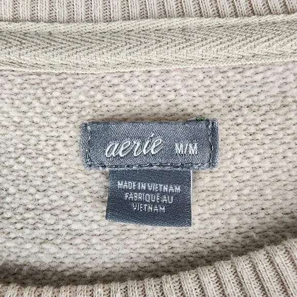 Aerie Sweatshirt‎ Medium Love Graphic Long Sleeve Casual Pullover Beige Top - Picture 2 of 14